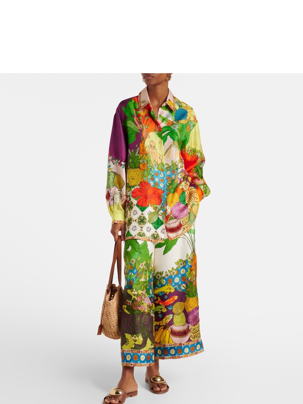 Alemais Tiger Silk Set- pants and shirt. AU6 US2 NWOT